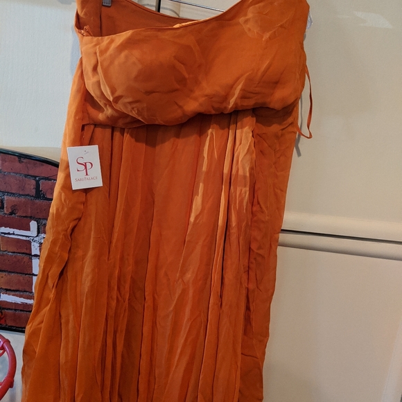 Orange Golden Saree - Picture 5 of 5